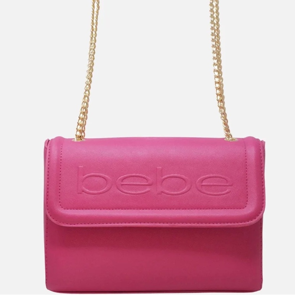 Bebe hot pink Crossbody Bag with Gold Chain